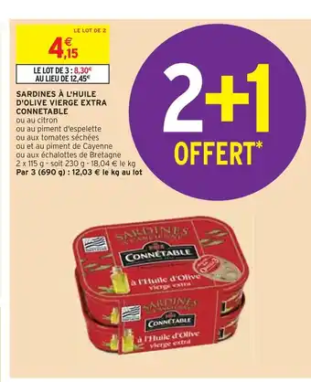 Intermarché Connetable sardines à l'huile d'olive vierge extra offre