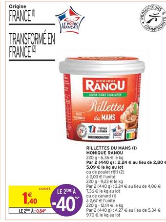 Intermarché Monique ranou rillettes du mans offre
