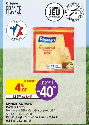 Intermarché Pâturages emmental râpé offre