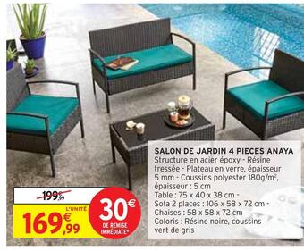 Intermarché Salon de jardin 4 pieces anaya offre