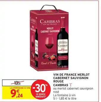 Intermarché Cambras vin de france merlot cabernet sauvignon rouge offre