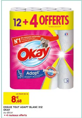 Intermarché Okay essuie tout adapt blanc x12 offre