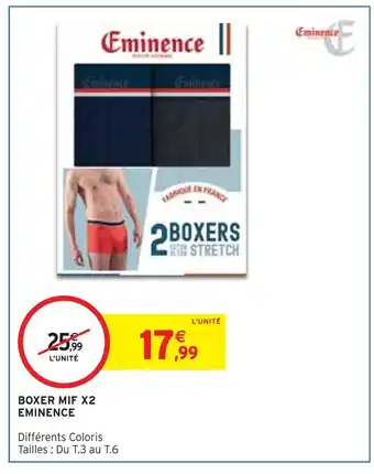 Intermarché Eminence boxer mif x2 offre