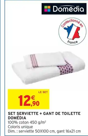 Intermarché Domédia set serviette + gant de toilette offre