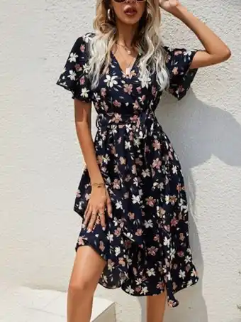 SheIn Robe ceinturée à manches papillon offre