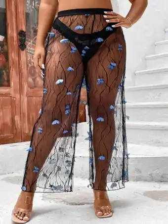 SheIn Shein vcay pantalon ample papillon applique en tulle (sans culotte) offre