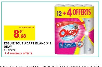 Intermarché Express ESSUIE TOUT ADAPT BLANC X12 OKAY offre