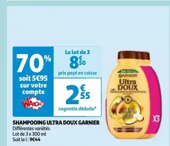 Auchan Shampooing ultra doux garnier offre