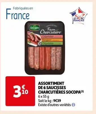 Auchan Supermarché Assortiment de 6 saucisses charcutières socopa offre