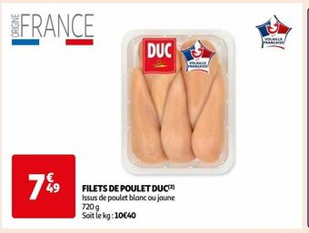 Auchan Supermarché Filets de poulet duc offre