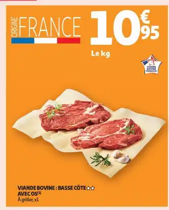 Auchan Supermarché Viande bovine : basse cote avec os offre