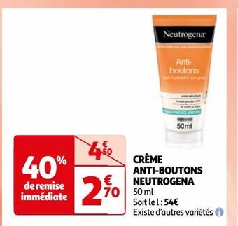 Auchan Supermarché Crème anti-boutons neutrogena offre