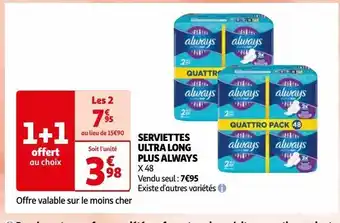 Auchan Supermarché Serviettes ultra long plus always offre