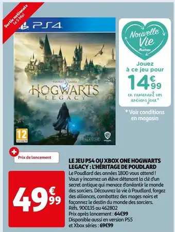 Auchan Le jeu ps4 ou xbox one hogwarts legacy : l'héritage de poudlard offre