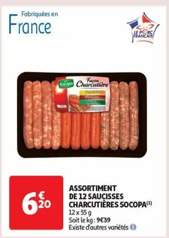 Auchan Supermarché Assortiment de 12 saucisses charcutieres socopa offre