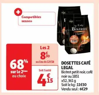 Auchan Supermarché Dosettes cafe legal offre