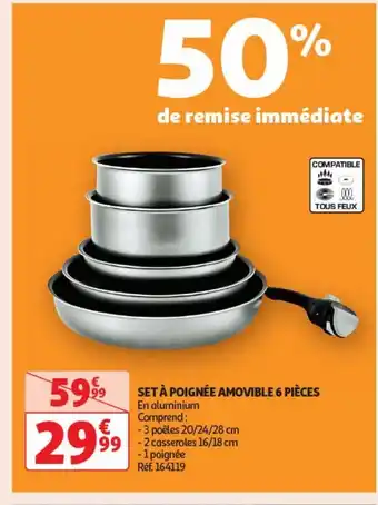 Auchan Supermarché Set a poingnee amovible 6 pieces offre