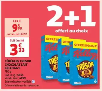 Auchan Supermarché Cereales tresor chocolat lait kellogg's offre