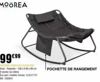 FAUTEUIL À BASCULE AUCKLAND Acier-Polyester-108 x H 69 x 86 cm A monter soi-même