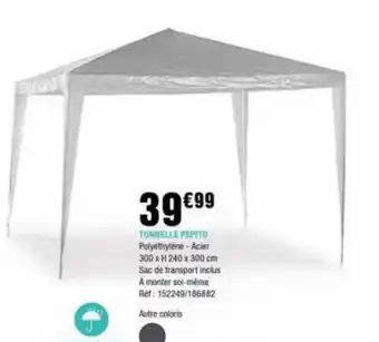 La Foir'Fouille TONNELLE PEPITO Polyethylène-Acier 300 x H 240 x 300 cm Sac de transport inclus A monter soi-même Ref: 152249/186882 offre