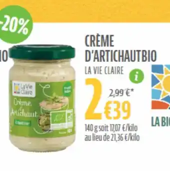 La Vie Claire CRÈME D'ARTICHAUTBIO offre