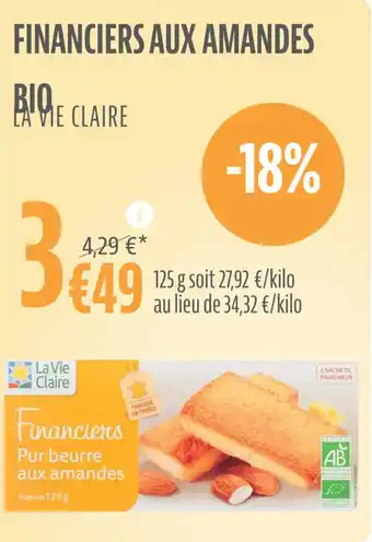 La Vie Claire FINANCIERS AUX AMANDES offre