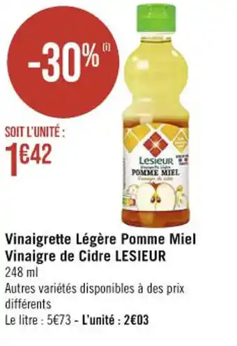 Vinaigrette LégÚre Pomme Miel Vinaigre de Cidre LESIEUR 248 ml