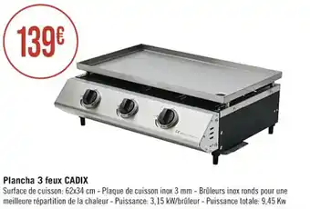 Plancha 3 feux CADIX