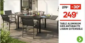 Leroy Merlin TABLE ALUMINIUM GRIS ANTHRACITE LISBON EXTENSIBLE offre