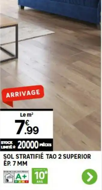 Leroy Merlin SOL STRATIFIÉ TAO 2 SUPERIOR ÉP. 7 MM offre