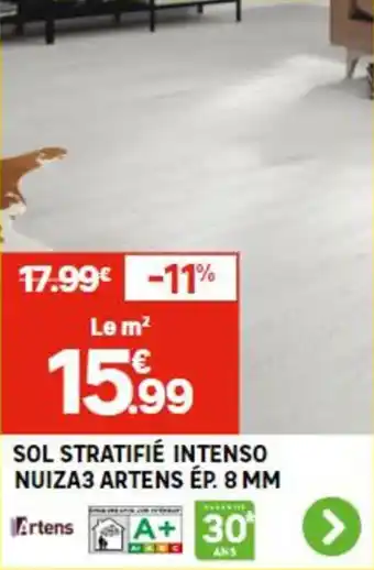 Leroy Merlin SOL STRATIFIÉ INTENSO NUIZA3 ARTENS ÉP. 8 MM offre