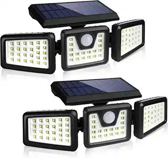Amazon Kibtoy lot de 2 lampe solaire exterieur, lumière solaire extérieure avec détecteur de mouvement 70 led, ip65 étanche proje... offre