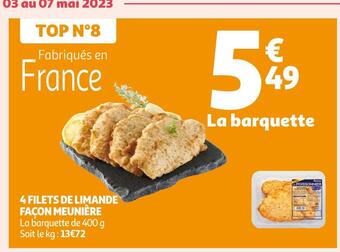 Auchan Supermarché 4 filets de limande façon meunière offre
