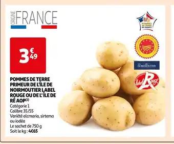 Auchan Supermarché Île de ré pommes de terre primeur de l'île de noirmoutier label rouge ou de l' île de ré aop offre