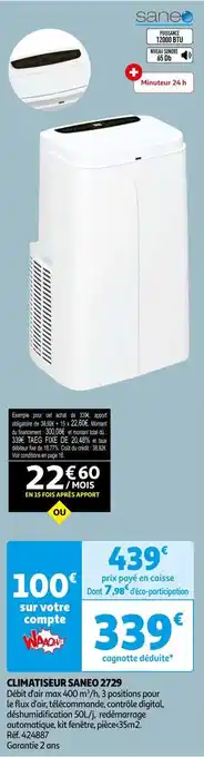 Auchan Saneo climatiseur 2729 offre