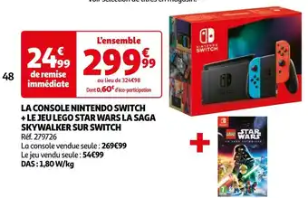 Auchan Nintendo / lego la console nintendo switch + le jeu lego star wars la saga skywalker sur switch offre