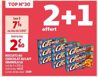 Auchan Supermarché Lu biscuits au chocolat au lait granola offre