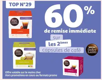 Auchan Supermarché Nescafé dolce gusto 60% de remise immédiate sur les 2èmes capsules de café nescafé dolce gusto offre