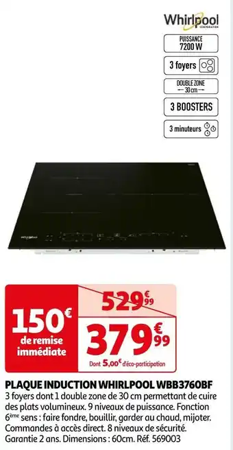 Whirlpool plaque induction wbb3760bf