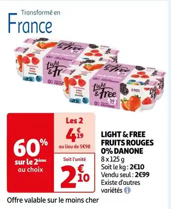 Auchan Danone light & free fruits rouges 0% offre