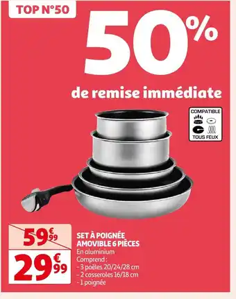 Auchan Supermarché Set à poignée amovible 6 pièces offre