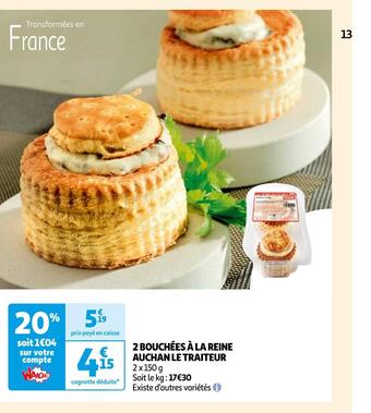 Auchan Supermarché Auchan 2 bouchées à la reine le traiteur offre