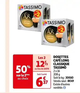 Auchan Supermarché Tassimo dosettes café long classique offre