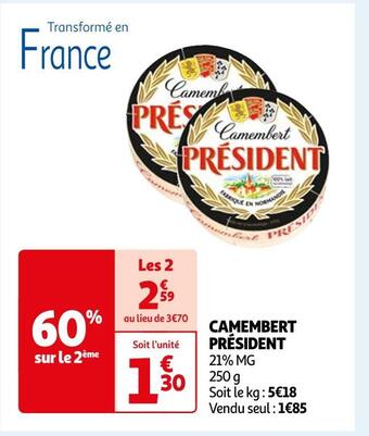 Auchan Supermarché Président camembert offre