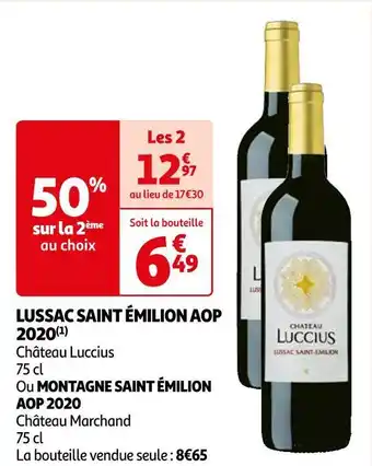 Auchan Château luccius lussac saint émilion aop 2020 offre
