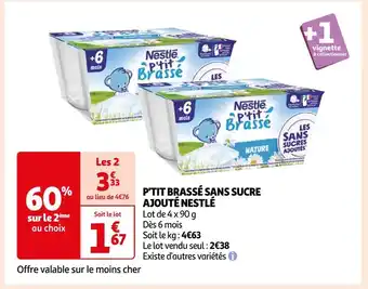 Auchan Supermarché Nestlé p'tit brassé sans sucre ajouté nestlé offre