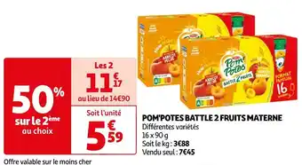 Auchan Materne pom'potes battle 2 fruits offre