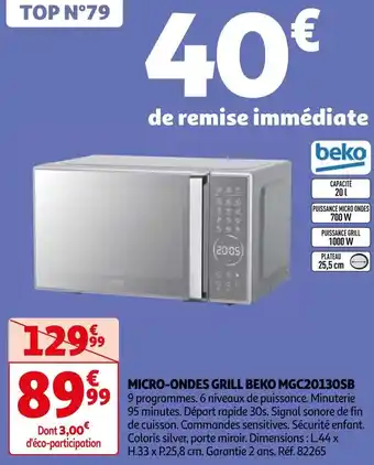 Auchan Beko micro-ondes grill mgc20130sb offre