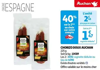 Auchan Auchan chorizo doux offre
