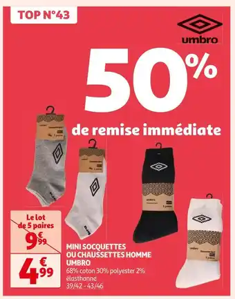 Umbro mini socquettes ou chaussettes homme